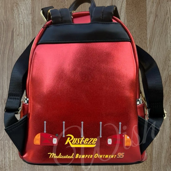 Pixar Cars Lighting McQueen Metallic Disney LoungeFly backpack - limited edition - Picture 2 of 9